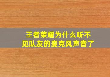 王者荣耀为什么听不见队友的麦克风声音了