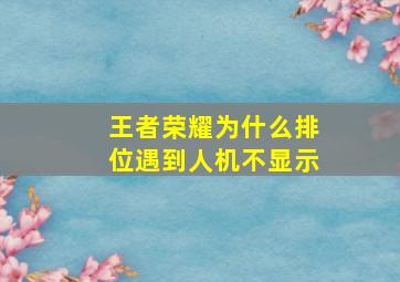 王者荣耀为什么排位遇到人机不显示