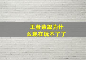 王者荣耀为什么现在玩不了了