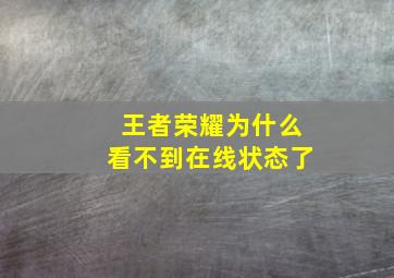 王者荣耀为什么看不到在线状态了