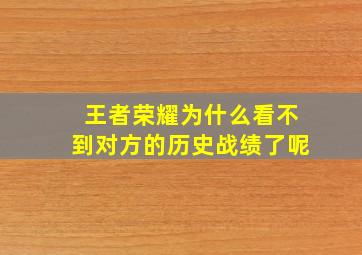 王者荣耀为什么看不到对方的历史战绩了呢