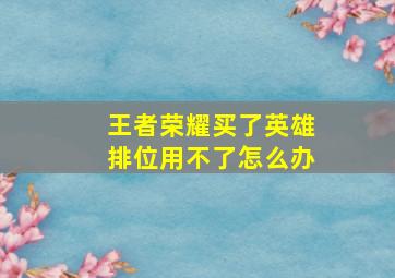 王者荣耀买了英雄排位用不了怎么办