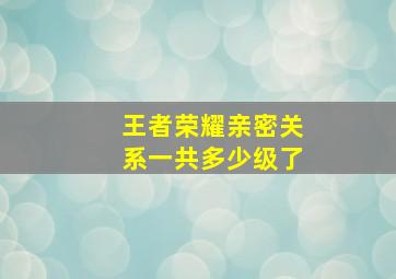 王者荣耀亲密关系一共多少级了