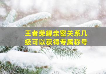 王者荣耀亲密关系几级可以获得专属称号