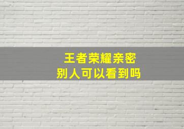 王者荣耀亲密别人可以看到吗