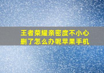 王者荣耀亲密度不小心删了怎么办呢苹果手机