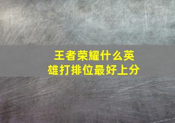 王者荣耀什么英雄打排位最好上分