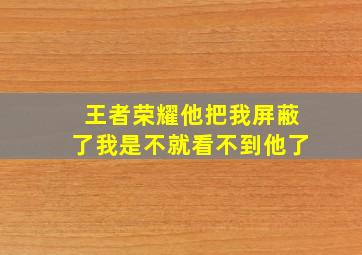 王者荣耀他把我屏蔽了我是不就看不到他了