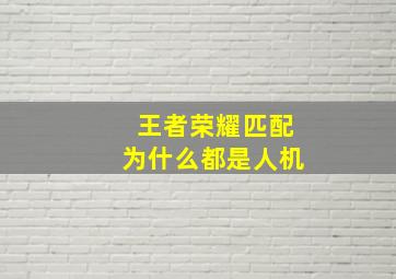 王者荣耀匹配为什么都是人机