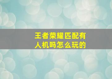 王者荣耀匹配有人机吗怎么玩的