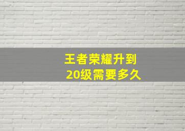 王者荣耀升到20级需要多久