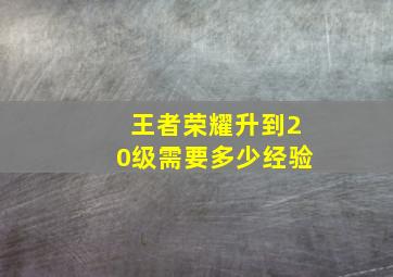 王者荣耀升到20级需要多少经验