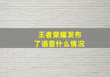 王者荣耀发布了语音什么情况