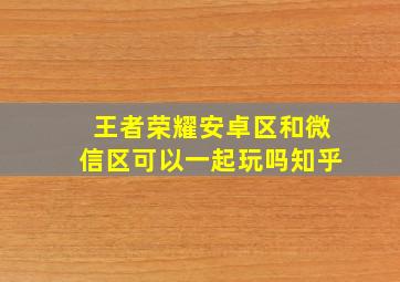 王者荣耀安卓区和微信区可以一起玩吗知乎