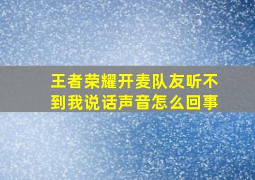 王者荣耀开麦队友听不到我说话声音怎么回事