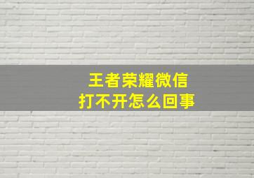 王者荣耀微信打不开怎么回事