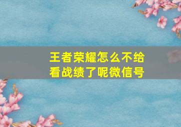 王者荣耀怎么不给看战绩了呢微信号