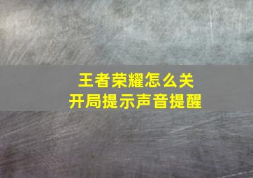 王者荣耀怎么关开局提示声音提醒