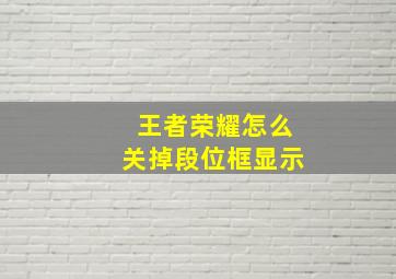 王者荣耀怎么关掉段位框显示