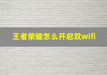 王者荣耀怎么开启双wifi