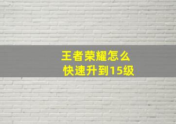 王者荣耀怎么快速升到15级