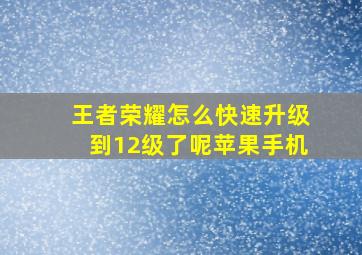 王者荣耀怎么快速升级到12级了呢苹果手机