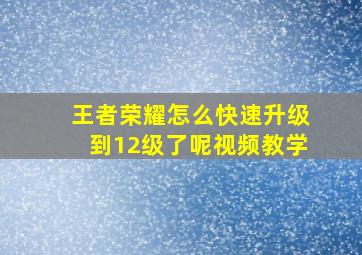 王者荣耀怎么快速升级到12级了呢视频教学