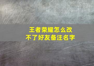 王者荣耀怎么改不了好友备注名字