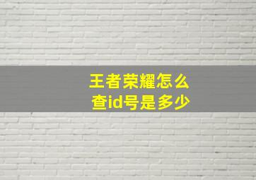 王者荣耀怎么查id号是多少