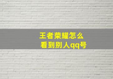 王者荣耀怎么看到别人qq号