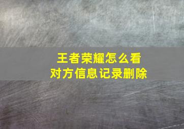 王者荣耀怎么看对方信息记录删除