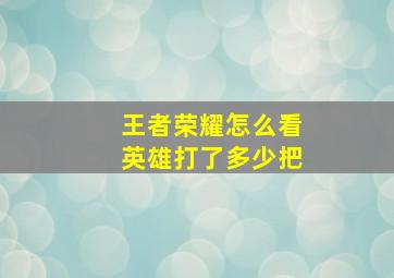 王者荣耀怎么看英雄打了多少把