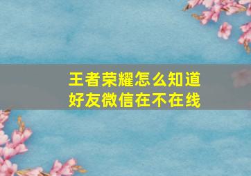 王者荣耀怎么知道好友微信在不在线