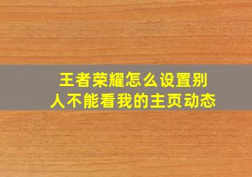 王者荣耀怎么设置别人不能看我的主页动态