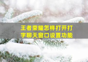 王者荣耀怎样打开打字聊天窗口设置功能