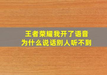 王者荣耀我开了语音为什么说话别人听不到