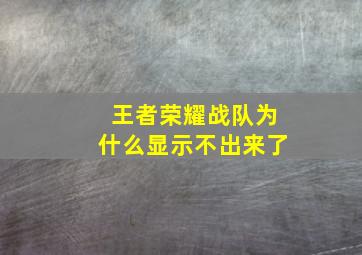 王者荣耀战队为什么显示不出来了