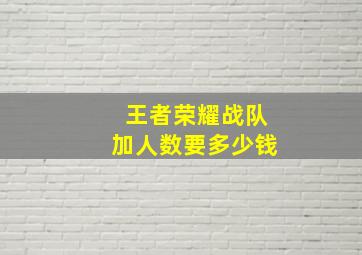 王者荣耀战队加人数要多少钱