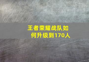 王者荣耀战队如何升级到170人