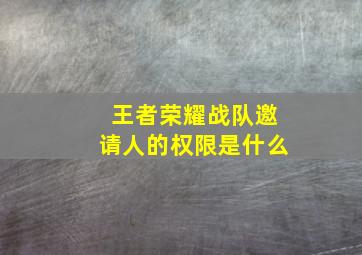 王者荣耀战队邀请人的权限是什么