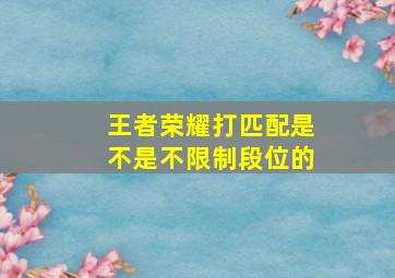 王者荣耀打匹配是不是不限制段位的