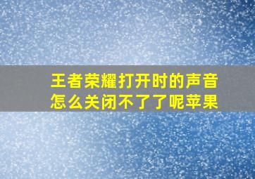 王者荣耀打开时的声音怎么关闭不了了呢苹果