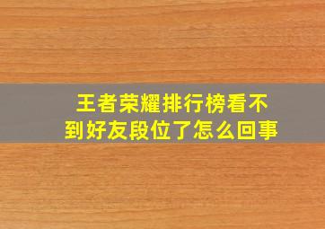 王者荣耀排行榜看不到好友段位了怎么回事