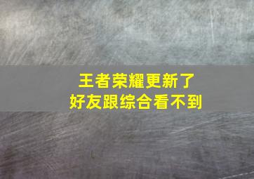 王者荣耀更新了好友跟综合看不到