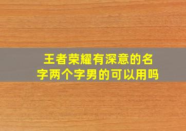 王者荣耀有深意的名字两个字男的可以用吗