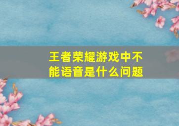 王者荣耀游戏中不能语音是什么问题