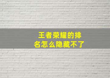 王者荣耀的排名怎么隐藏不了