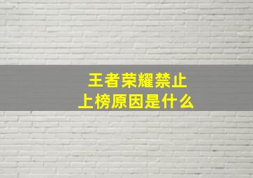 王者荣耀禁止上榜原因是什么