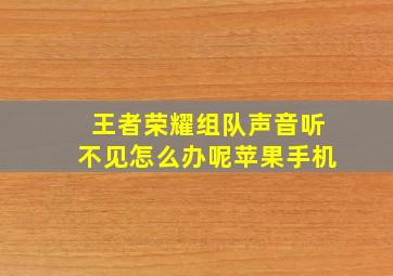 王者荣耀组队声音听不见怎么办呢苹果手机