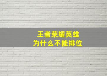 王者荣耀英雄为什么不能排位